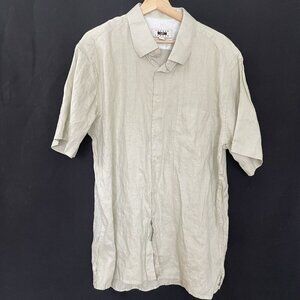 Joseph Abboud Mens Tan Linen Short Sleeve Button-Up Shirt XXL classic clean